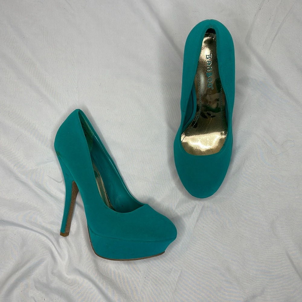 Blue Green High Heeled Shoes
